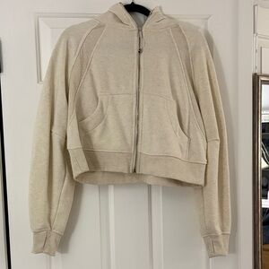 Cream Cropped Zip Up